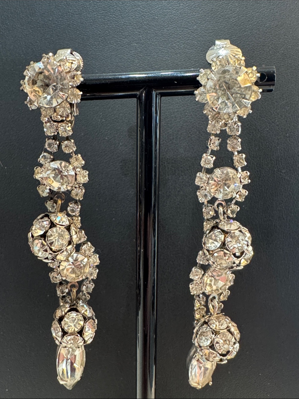 Crystal Drop Dangle Earrings - Silver-Tone